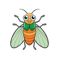 Cartoon fly illustration with cheerful expression on a white background vector