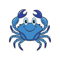 Cartoon blue crab character with a big happy smile vector