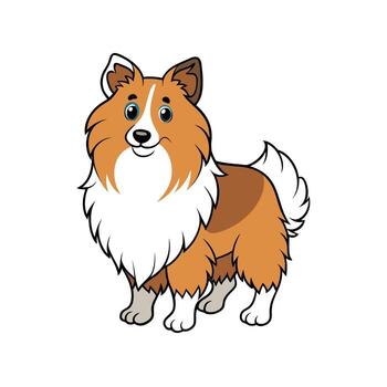 Cartoon Shetland Sheepdog Standing with a Happy Expression vector