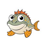 Cartoon fish with big eyes and friendly expression vector