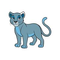 Cartoon blue panther standing isolated on a white background vector