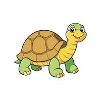 Cheerful cartoon turtle walking forward on a white background vector