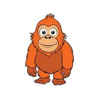 Cartoon orangutan character standing isolated on white background image vector