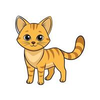 Cartoon tabby cat standing looking at camera, isolated image vector