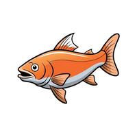 Cartoon illustration of an orange fish swimming to the left vector