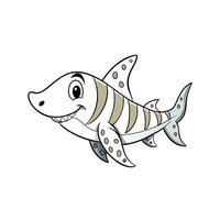Friendly cartoon shark illustration in simplistic graphic style vector