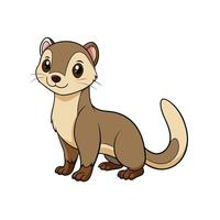 Cartoon weasel illustration sitting upright with a happy expression vector