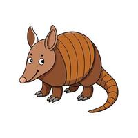 Cute cartoon armadillo with playful expression on white background vector