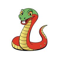 Cartoon snake with friendly face and vibrant coloring standing upright vector