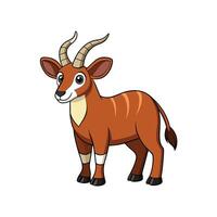 Cartoon bongo antelope illustration standing on white background vector