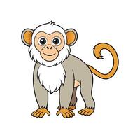 Cute Cartoon Monkey Character with Simple Flat Design Style vector