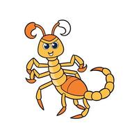 Cartoon scorpion smiling with bright colors and thick outline vector