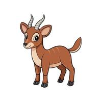 Cartoon illustration of a cute brown horned antelope vector
