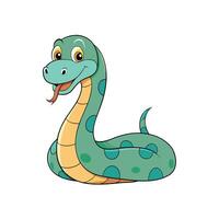 Cartoon snake character illustration with friendly expression and pattern vector