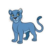 Cartoon blue panther standing with a friendly expression isolated vector