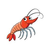 Cartoon Shrimp Illustration With Happy Expression Isolated on White vector