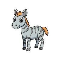 A cheerful cartoon zebra stands against a white background. The drawing has a childish and fun style with simple bold lines. vector