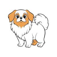 Cartoon Illustration of a Cute and Fluffy Pekingese Dog vector