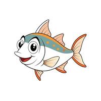 Friendly cartoon fish with big eyes on white background vector