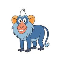 Cartoon blue monkey with orange features smiles at viewer vector