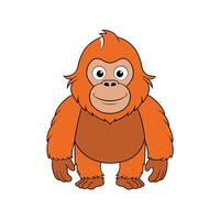 Cartoon Orangutan standing straight up with a happy expression vector