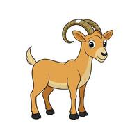 Cartoon Ibex with Large Horns Isolated on White Background vector