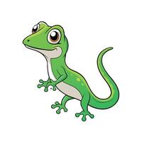 Cartoon green gecko standing upright isolated on white background vector