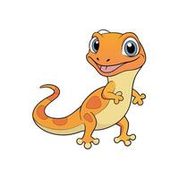 Cheerful Cartoon Gecko Standing and Smiling on White Background vector