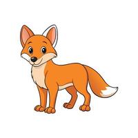 A charming cartoon fox stands against a white background, rendered in flat design. vector