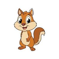 Happy cartoon squirrel standing, adorable animation in color vector