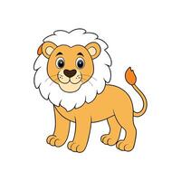 Cartoon Lion Illustration with Friendly Expression Standing Pose vector