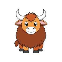 Cartoon Yak Illustration with Happy Expression Isolated on White vector