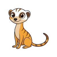 Cartoon Meerkat Character Sitting Portrait with a Smiling Expression vector