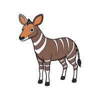 Cartoon Okapi Standing Profile View with White Background vector