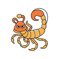 Cartoon scorpion with a threatening expression and claws vector