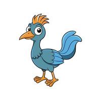 Cartoon bird with a mohawk standing, isolated on white vector