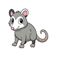 Cartoon opossum illustration with friendly expression and simple design vector