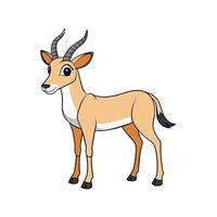 Cartoon style standing antelope with large eyes on white vector