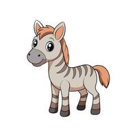 A cartoon zebra illustration standing on a white background with bold outlines, in a cute, playful style. vector