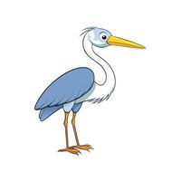 Cartoon heron with blue wings on a white background vector