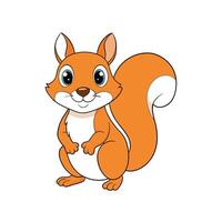 Cartoon orange squirrel with bushy tail standing up smiling vector
