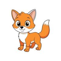 Cartoon Fox Cub Illustration with Charming Expression, Isolated Design vector