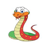Cartoon snake illustration with outlined simple design vector