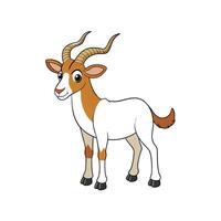 Cartoon oryx with long horns stands on white background vector