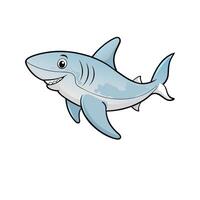 Cartoon shark illustration with friendly expression on a white background vector
