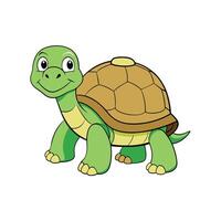 Smiling Cartoon Turtle Character on White Background Stock Illustration vector