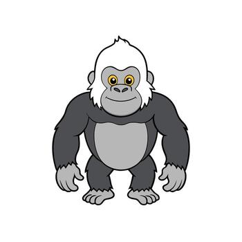 Cartoon style gorilla standing with a friendly expression. Simple design with clear outlines. vector