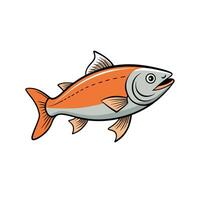 Cartoon Salmon Illustration Isolated on White Background Graphic vector