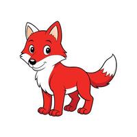 Cartoon fox illustration standing on white background, isolated image vector