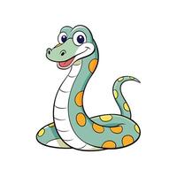 Cartoon snake with polka dots smiling on white background vector